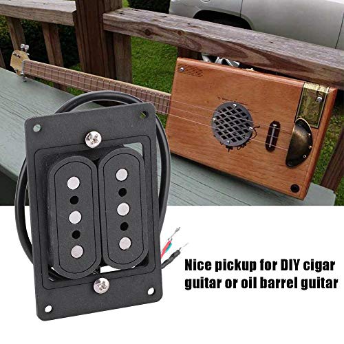 Keyren Guitar Pickups Humbucker Set, Prewired 3 String Humbucker Pickup Input Jack For Cigar Box Guitar(Black) #TOP6