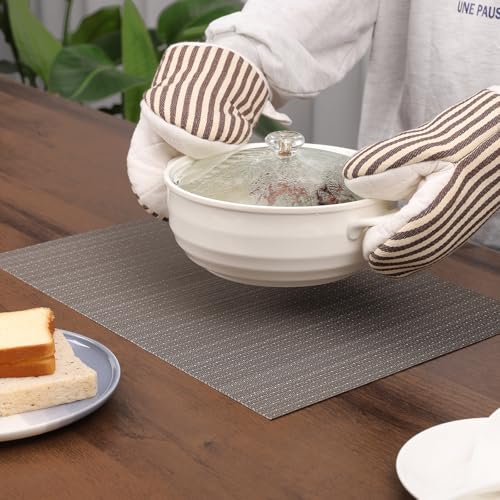 Myir JUN Table Mats Set of 6, Place Mats Table Placemats Washable Non-slip Heat Insulation Woven Vinyl for Kitchen Dinning Restaurant 17"X12" (Dark Gray) - Image 4