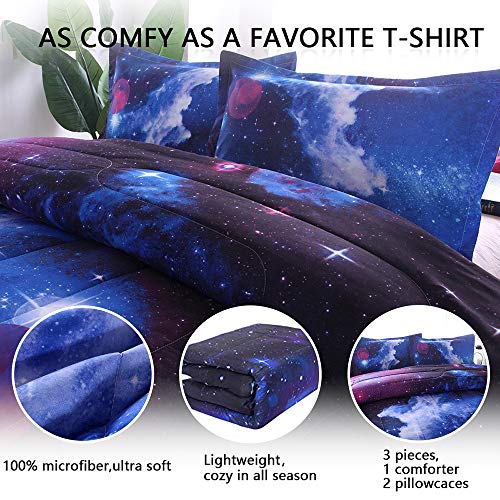 Wolmund Pomco Galaxy Comforter Twin (68X88 Inch), 2Pcs(1 Galaxy Comforter & 1 Pillowcases) 3D Space Outer Sky Microfiber Bedding Set, Universe Cloud Galaxy Comforter Set For Boy Girl Teen Kid #TOP1