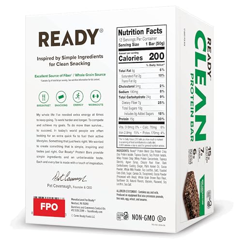 Image of Ready Protein Bars, Mint Chocolate Chip, 15g Whey Protein, 12 Ct
