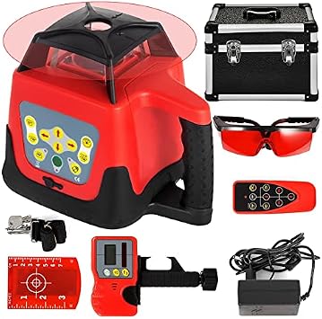 360  Rotary Laser Level Kit with 500m Range & Self-Leveling   High-Precision Construction Laser for Outdoor Leveling, Grading, and Alignment | Waterproof for Landscapers, Contractors, and Surveyors