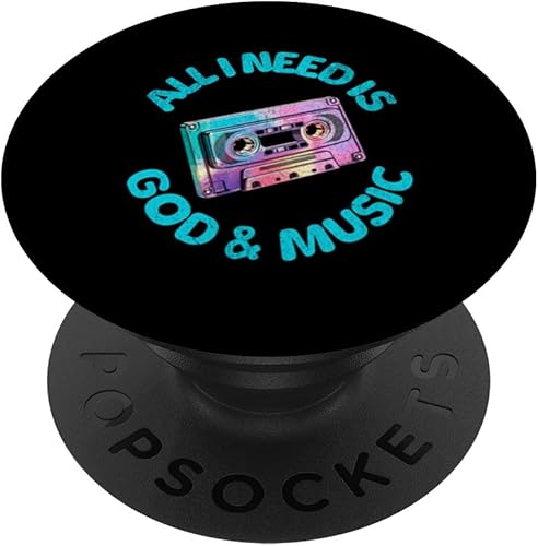 God & Music Vintage Cassette Tape, Retro Boombox Faith Tee PopSockets Standard PopGrip
