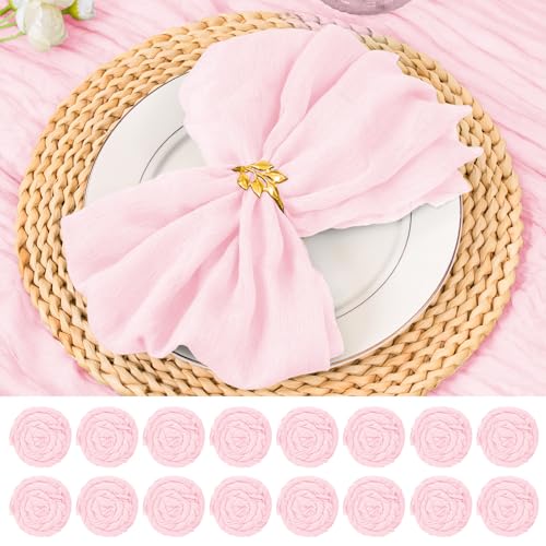 Pesonlook 24 Pcs Light Pink Cheesecloth Napkins for Wedding,20 x 20 Inch