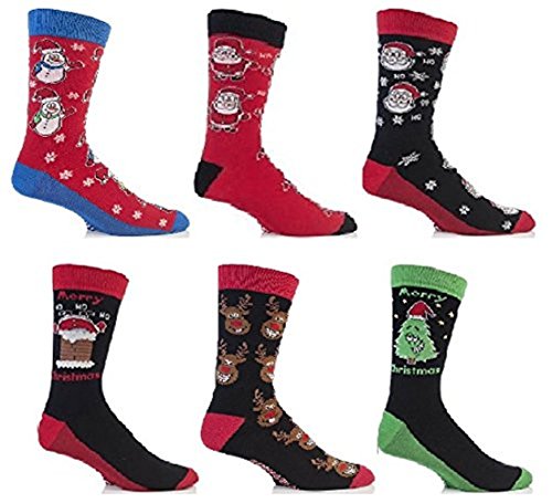 3 Pairs Mens Festive Feet Novelty Christmas Socks 6-11 UK 39-45 EUR (Style May Vary)