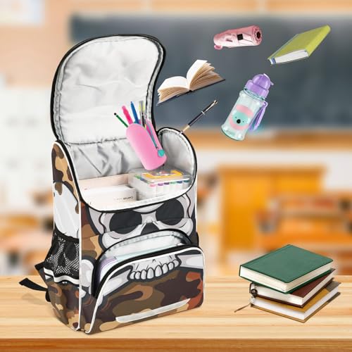 Mochila infantil reflectante con diseño de camuflaje de calaveras 6
