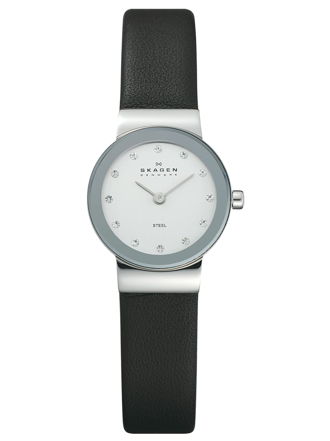 Skagen Watch for Women Freja Lille, Two Hand Movement, 22 mm Silver Stainless Steel Case with a Leather Strap, 358XSSLBC