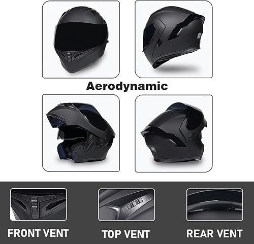 Miniatura 4 de Cascos modulares de motocicleta Bluetooth, aprobado por DOT, casco de motocicleta de doble visera, con altavoces duales y micrófono, para adultos,