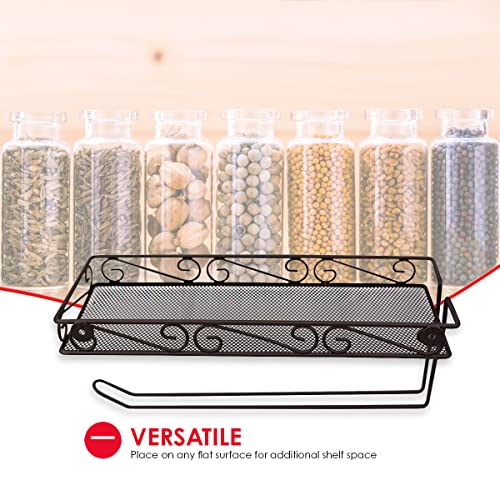 Home Basics , Bronze Scroll Collection Wall Mounted Paper Holder With Basket, Multi-Purpose Shelf Storage Towels, Toiletries, Supplies #TOP4