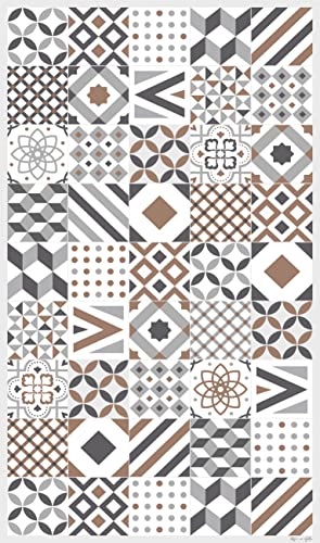 {Alfombras Cocina Vinilo Marron Alfombras Cocina DobleUve Estudio Alfombra Vinílica Hidráulica 18 | Color Marrón | 50x100 cm | Alfombra Cocina Lavable Antideslizante |...