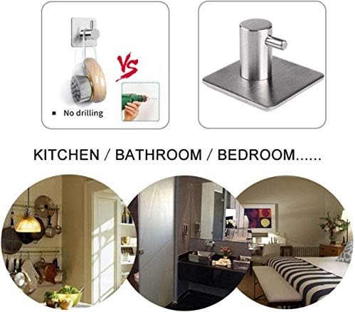 Aikzik Paper Stainless Steel Wall Mounted Self Adhesive Toilet Roll Holder Towel Hanger with 2 Hooks, for Kitchen Bathrooms