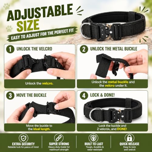 Image of Tactical Dog Collar and Leash Set, Black