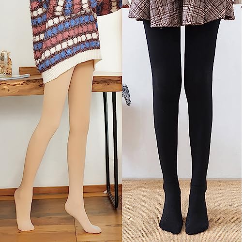 Image of Blostirno Women's Fleece Lined Tights Thermal Pantyhose Leggings Opaque Winter Warm Thick Stockings Tights