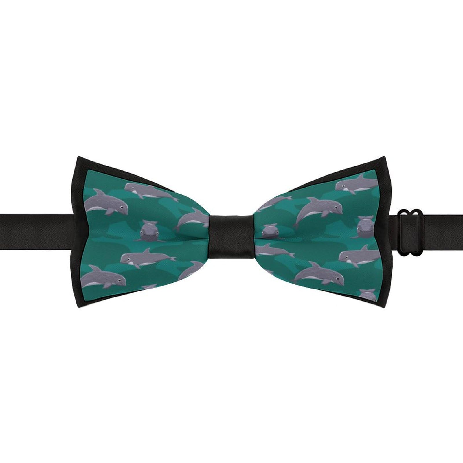 GoasNei Cute Animal of Dolphin Pattern Bow Tie for Men Adjustable Necktie Funny Tie Neck Ties for Weddings Party