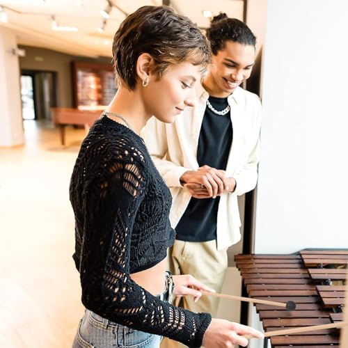 image for EVERMARKET 3 Pairs Blue Hard Yarn Head Keyboard Marimba Mallets,Black 