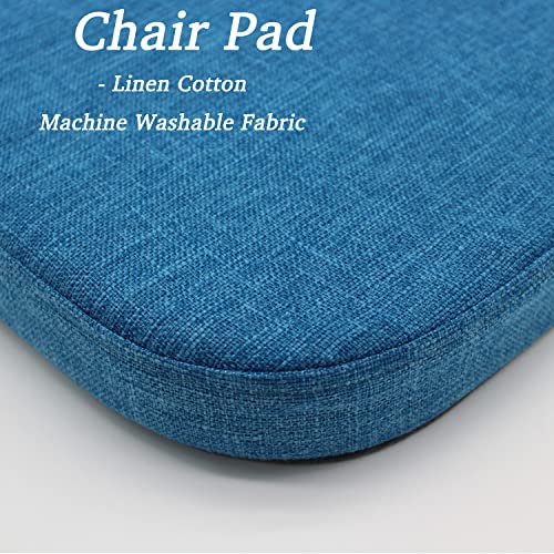 Zyhoone Dining Room Chair Cushions With Ties - Thick Square Outdoor Seat Cushions And No Slip Kitchen Chair Pad With Linen Machine Washable Cover [16 X 16 X 2 Inches] - Blue #TOP3
