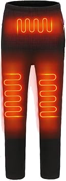Heated Thermal Underwear Set USB-Rechargeable Smart Heated Thermal Pants Power Bank Not Included Black,XL