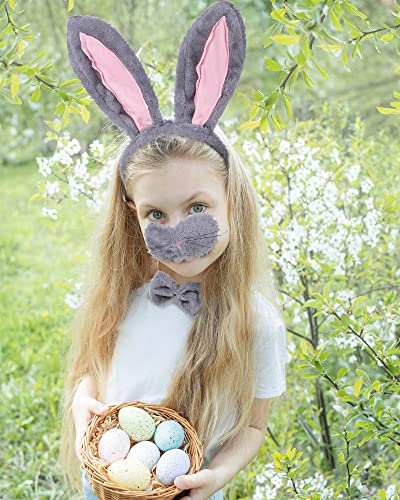 Willbond Easter Bunny Costume Accessories Rabbit Ear Nose Tail Animal White Tutu Skirt For Kid Easter Halloween Cosplay Party(Gray, Pink,15.8 Inch) #TOP4
