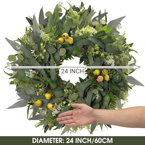 Couronnes d'eucalyptus pour porte d'entrée extérieur décoration murale hiver et pâques - 8