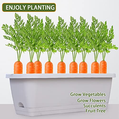 8-Pack 15.6*7.5*5.9" 15.6*7.5*5.9" Window Box Planters For Herbs Rectangle Planters For Indoor Outdoor Plants Plastic Planter Box With Drainage Tray Plastic Pots For Vegetables Succulents(Dark-Black ) #TOP5