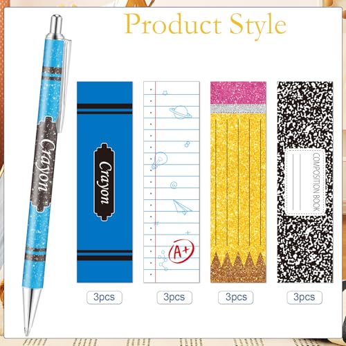 Hamdwerk Teachers Ballpoint Pens Gifts - 16 Pcs Teacher Appreciation Set Back to School Retractable Writing Ball Point Pen Thank You Gift for Women Classroom Student Coworker Office Party Supplies — view 2
