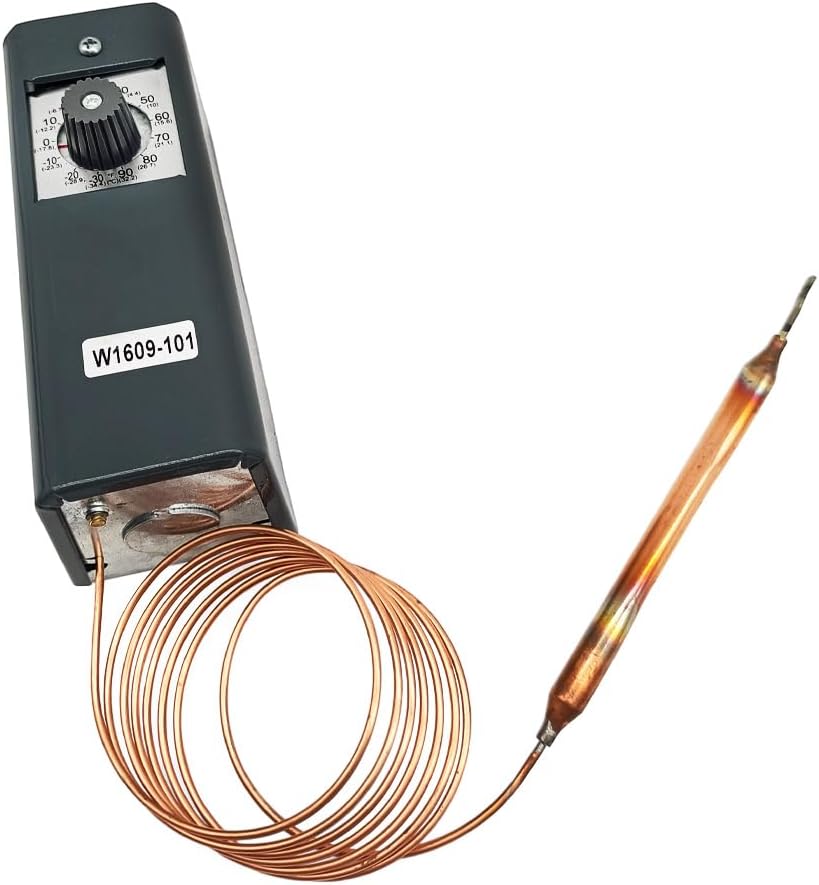 W1609-101 Refrigeration Thermostat Temperature Controller TH-1609 | from -30 Degrees F to 90 Degrees F (-34 Degrees C to 32 Degrees C) Capillary Length 5 Ft