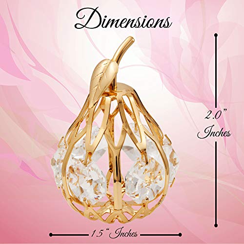 Matashi 24K Gold Plated Crystal Studded Mini Pear Ornament With Genuine Crystals For Christmas Decoration Tabletop Birthday Seasonal Gift #TOP2
