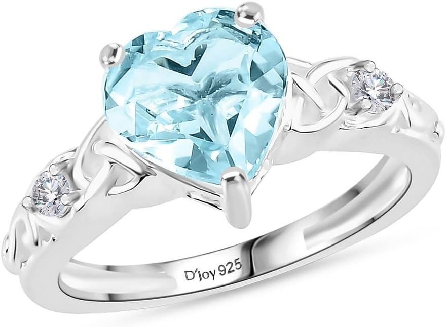 SHOP LC DELIVERING JOY Blue Topaz Ring in 925 Sterling Silver Birthstone Rings for Women – Promise Wedding Engagement Jewelry Gifts for Womens