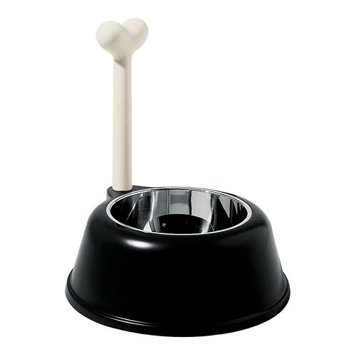 Alessi Lupita AMMI02 B - Comedero para Perros de Diseño en Polipropileno y Acero Inoxidable 18/10, Negro