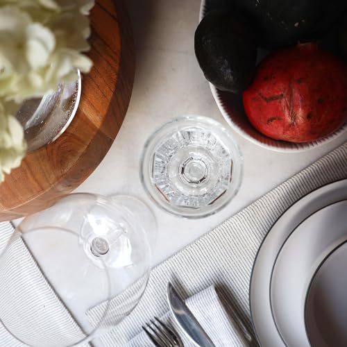 Beille Set of 6 Clear Classic Goblet Water Glasses Home Decor Glassware, 7.43oz - Thumbnail 6