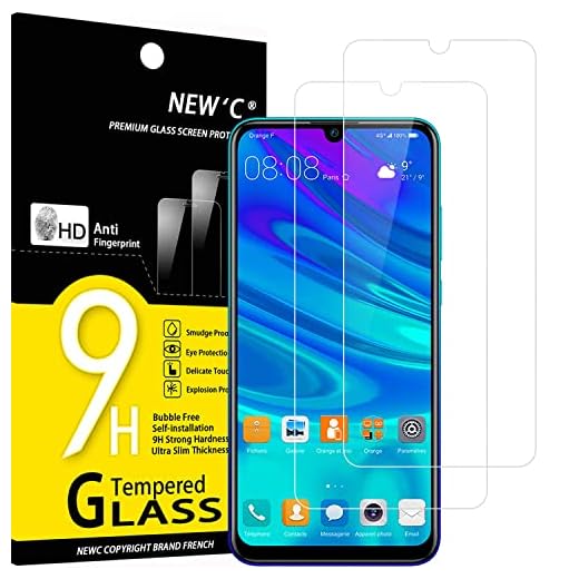 NEW'C 2-pack skärmskydd med Huawei P Smart 2019, Honor 10 Lite, Honor 8A – Härdat glas HD klar 9H hårdhet bubbelfritt
