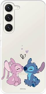 Funda para Samsung Galaxy S23 Oficial de Disney Angel & Stitch Beso para Proteger tu móvil. Carcasa para Samsung de Silicona Flexible con Licencia Oficial de Lilo & Stitch