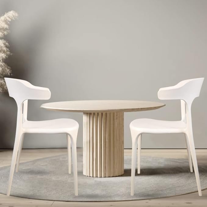 ROSE Vision Cafe Sleek Black Plastic Cafe Chair Modern Dining Chair with Backrest Comfortable Restaurant & Outdoor Chair Stacking Design (White (Set of 2))