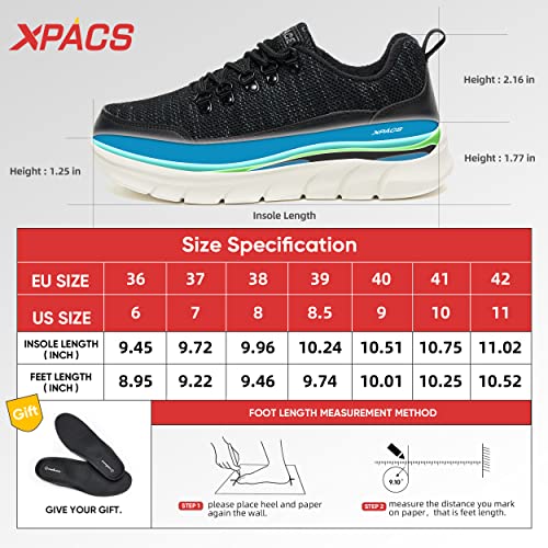 Xpacs Womens Orthopedic Walking Shoes For Plantar Fasciitis Pain Relief, Comfortable Arch Support Sneakers For Ortho Flat Feet, Orthaheel, Orthotics Supportive Shoes Black Size 8 #TOP2