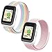 NewJourney 2 Pack Nylon Bands for SyncUP Watch Band, Breathable Hook&Loop Bands Replacement Compatible with T-Mobile SyncUP Kids Watch for Boy Girl (Rainbow+PerlPink)