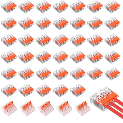45 Pièces Connecteur Électrique Rapide avec Levier Bornes de Connexion Automatique 3 Entrées pour Installations Électriques à Pince de Gamme de Câbles de 0,14 à 4 mm²