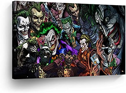Batman The Killing Joke - Different Kind of Joker in One Comics Old School Canvas Print Wall Art Decorative Home Decor Poster Artwork Framed Stretched- Ready to Hang -%100 Handmade in The USA - 8x12