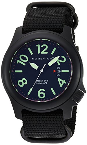 [���[�����^��] Momentum �r���v Men's 'Steelix' Quartz Stainless Steel and Nylon Casual Watch, Color:Black ���{���N�H�[�c 1M-SP84B7B �����Y �y���s�A���i�z