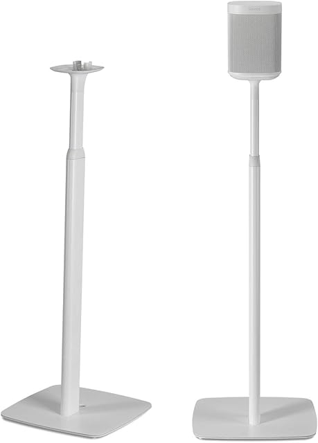 Flexson Adjustable Floor Stands for Sonos One, One SL and Play:1 - White (Pair)