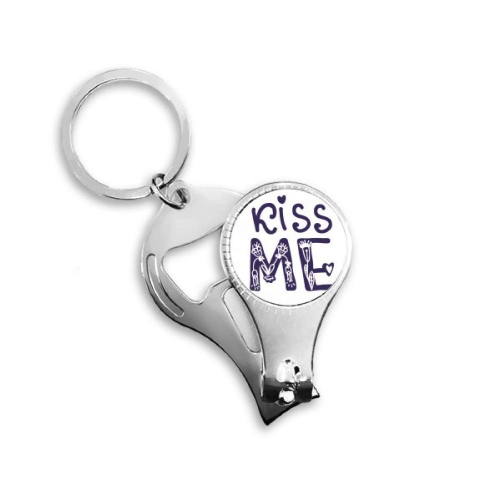 Porte-clés Kiss Me brodé tissu rouge accessoire tendance pour clés voiture et moto