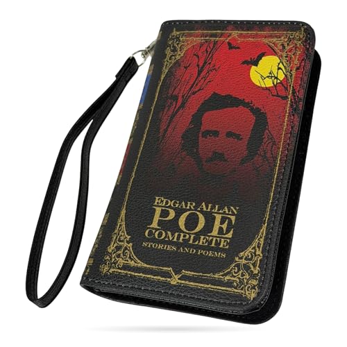 Image of Women's Bifold Wallet Edgar Allan Poe Gothic Book Wristlet, Black 7 Inch