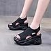 Women's Fashionable Solid Color Platform Sandals, Casual Comfortable Wedge for Summer, Female All-match Round Toe Sandals for Daily Wear, Walking Shoes, Comfy Casual Shoes for Women Beach (Black,7.5)