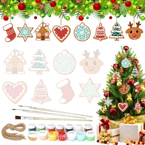 RUIQLXHANG Weihnachtsanhänger zum Bemalen - 8 Stück Mini Malen Nach...