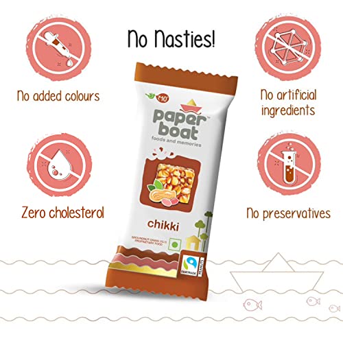 Image of Paper Boat Chikki, Peanut Bar, No Added Preservatives and Colours | Gajak | Sweets | Made with Jaggery | Gazak (Pack of 60, 25 grams Each)