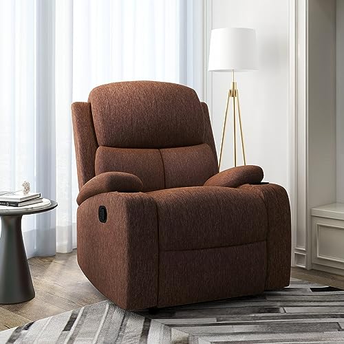 Image of Torque - Simon 1 Seater Fabric Manual Recliner | Recliner Sofa /Chair for Living Room, Bedroom, Office (Brown) | 1 Year Warranty