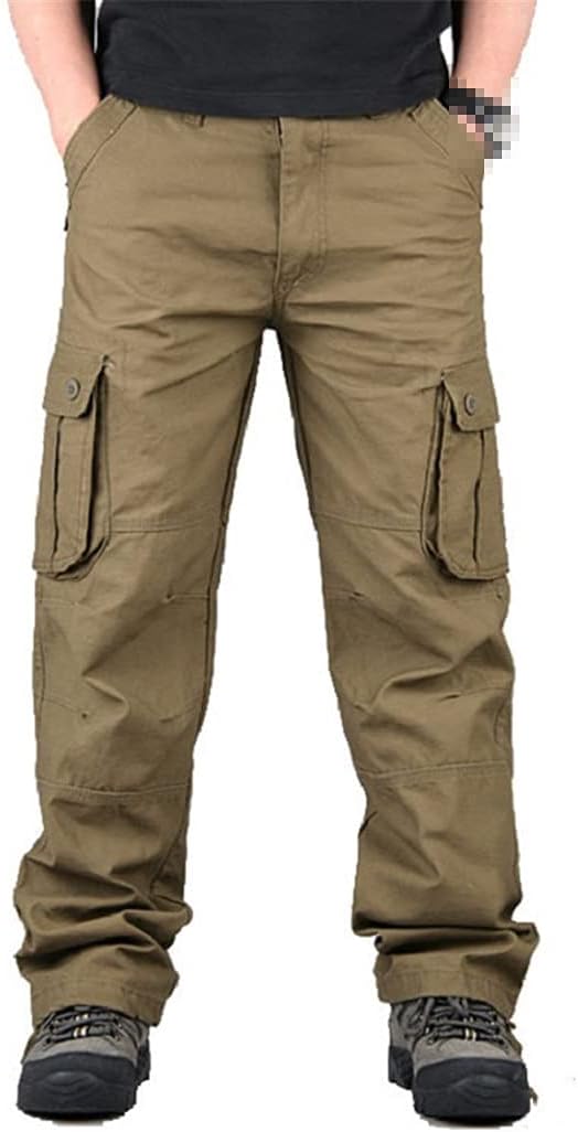 KEHAIOO Men's Cargo Pants, Casual Multi Pockets Military Tactical Pants, Army Straight Slacks Long Trousers