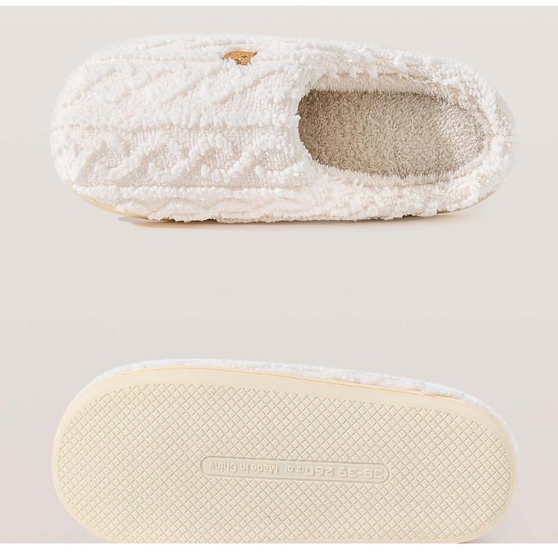 Women Men Knitted Wool Home Slippers Soft Fleece Memory Foam Indoor Shoes Non Slip2