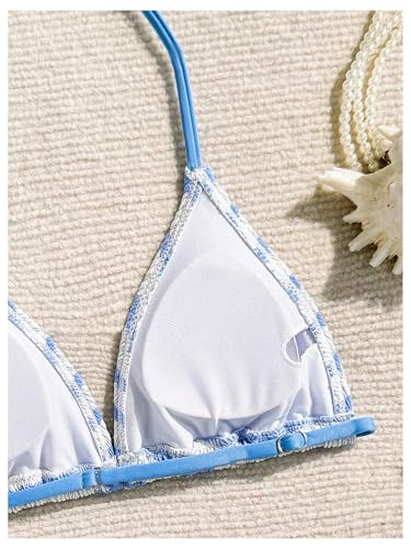 Image of RoseSeek Girl's Tie Dye Smocked 2 Piece Swimwear Sets Backless Halter Bikini Cute Brief Bathing Suit