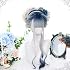 Irregular Coloring Body Wave Synthetic Long Hair Wig Blue Gradient White Gradient Blue Lolita Beauty Japanese Women Cosplay Wig