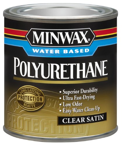 Minwax Water Based, Oil-Modified Polyurethane Protective Wood Finish, Clear Satin, ½ Pint
