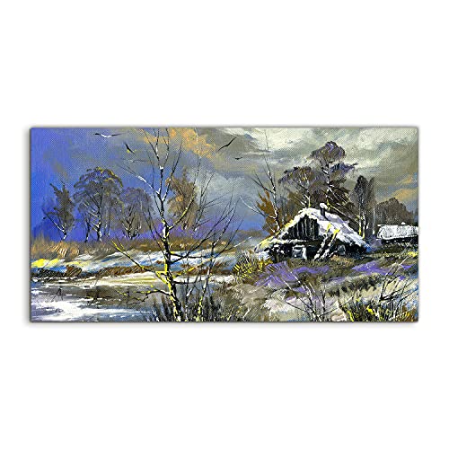 Tableau acrylique 140x70cm paysage de forêt d'hiver avec impression haute définition Coloray